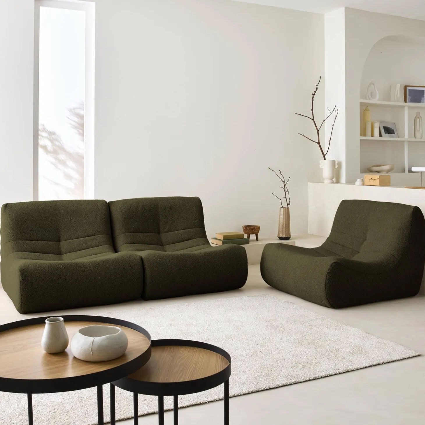 Fauteuils boucléstof Sokol 1 zitplaats (set van 3)