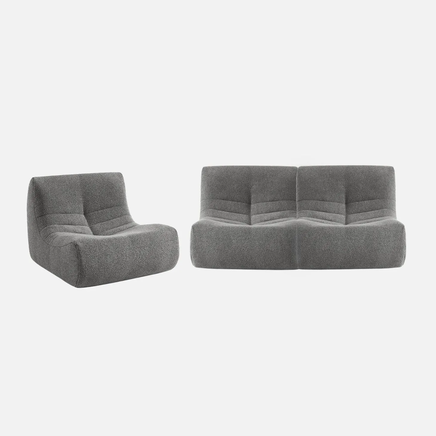 Fauteuils boucléstof Sokol 1 zitplaats (set van 3)