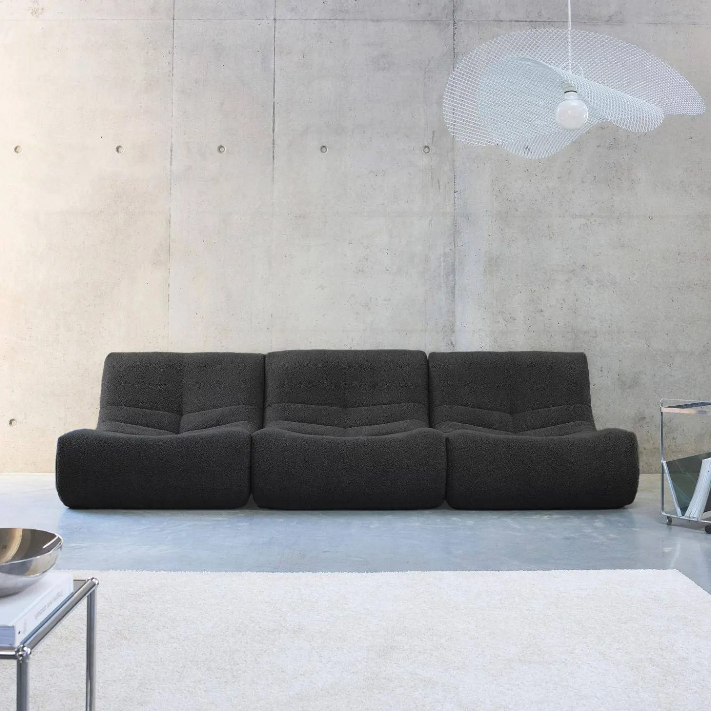 Fauteuils boucléstof Sokol 1 zitplaats (set van 3)