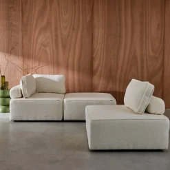 Fauteuils boucléstof 1 zitplaats (set van 3)