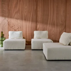 Fauteuils boucléstof 1 zitplaats (set van 3)