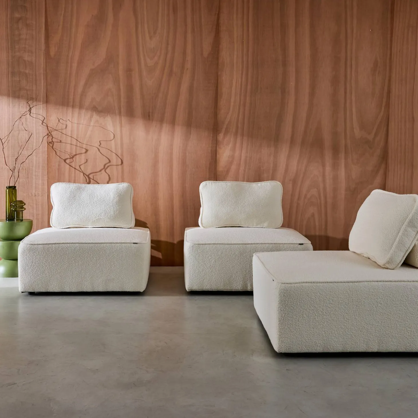 Fauteuils boucléstof 1 zitplaats (set van 3)