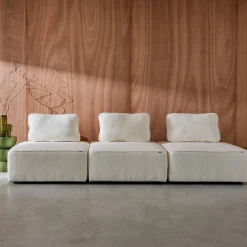Fauteuils boucléstof 1 zitplaats (set van 3)