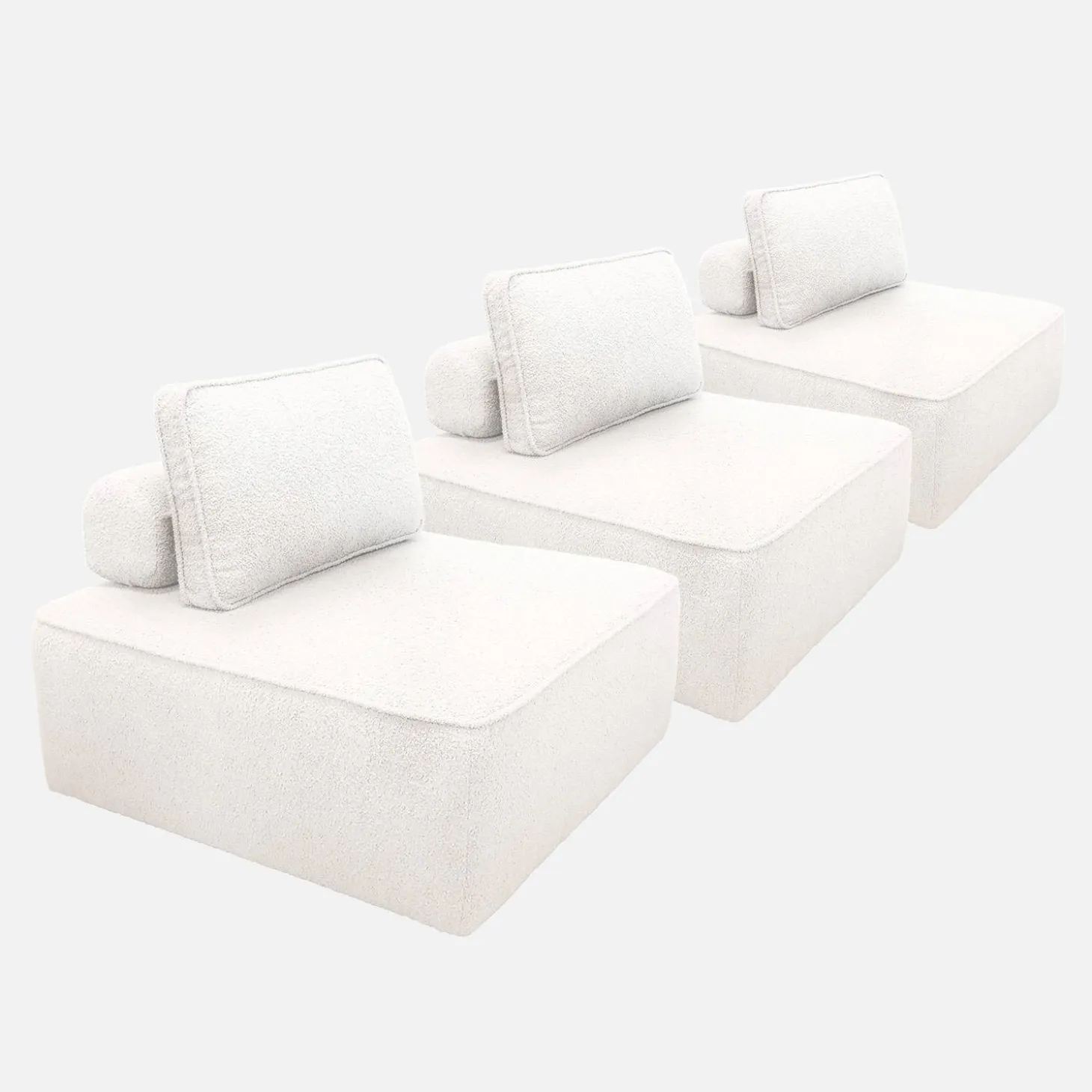Fauteuils boucléstof 1 zitplaats (set van 3)