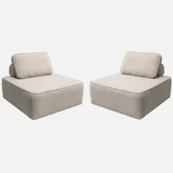 Fauteuils boucléstof 1 zitplaats (set van 2)