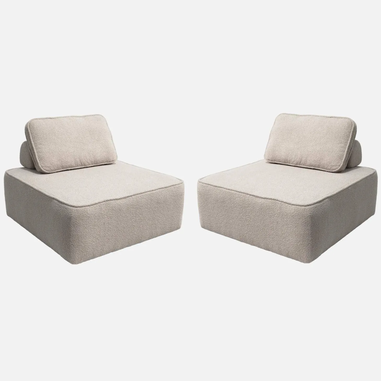 Fauteuils boucléstof 1 zitplaats (set van 2)