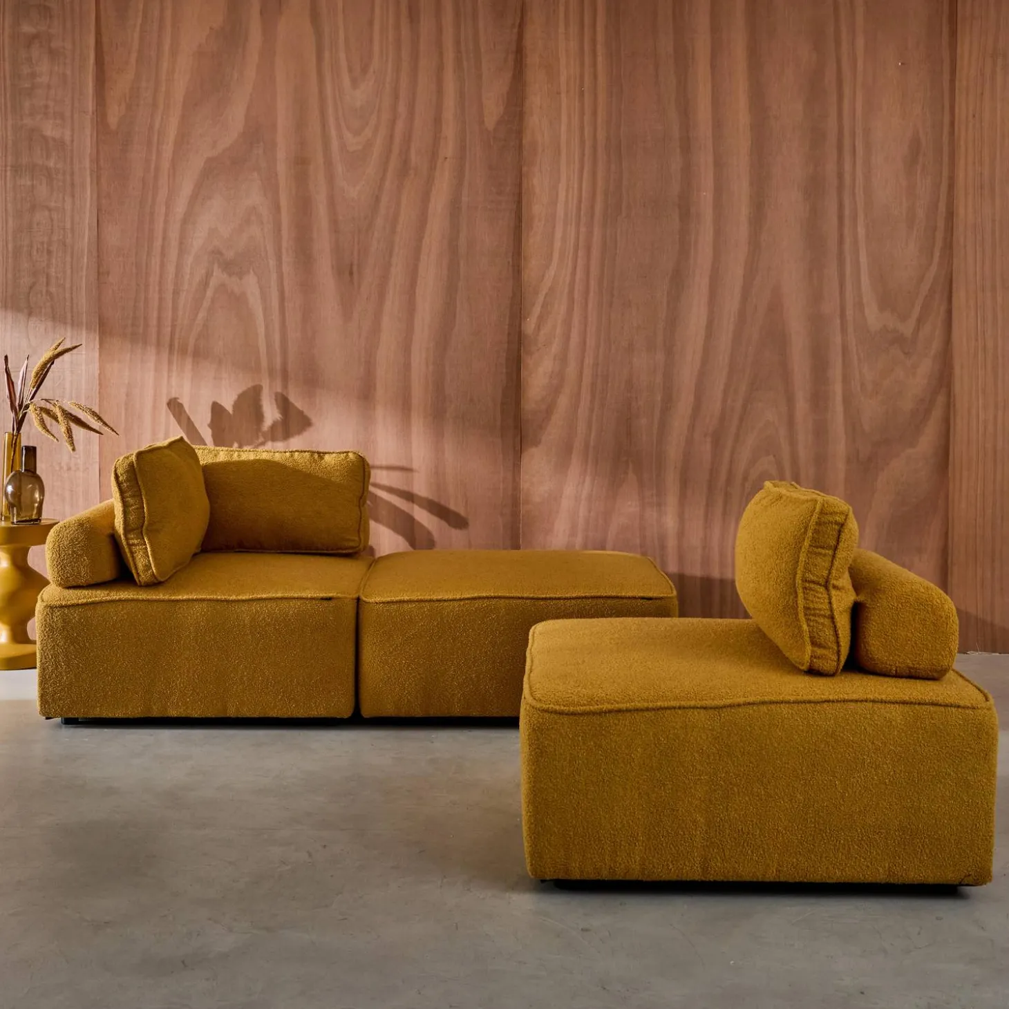 Fauteuils boucléstof 1 zitplaats (set van 3)
