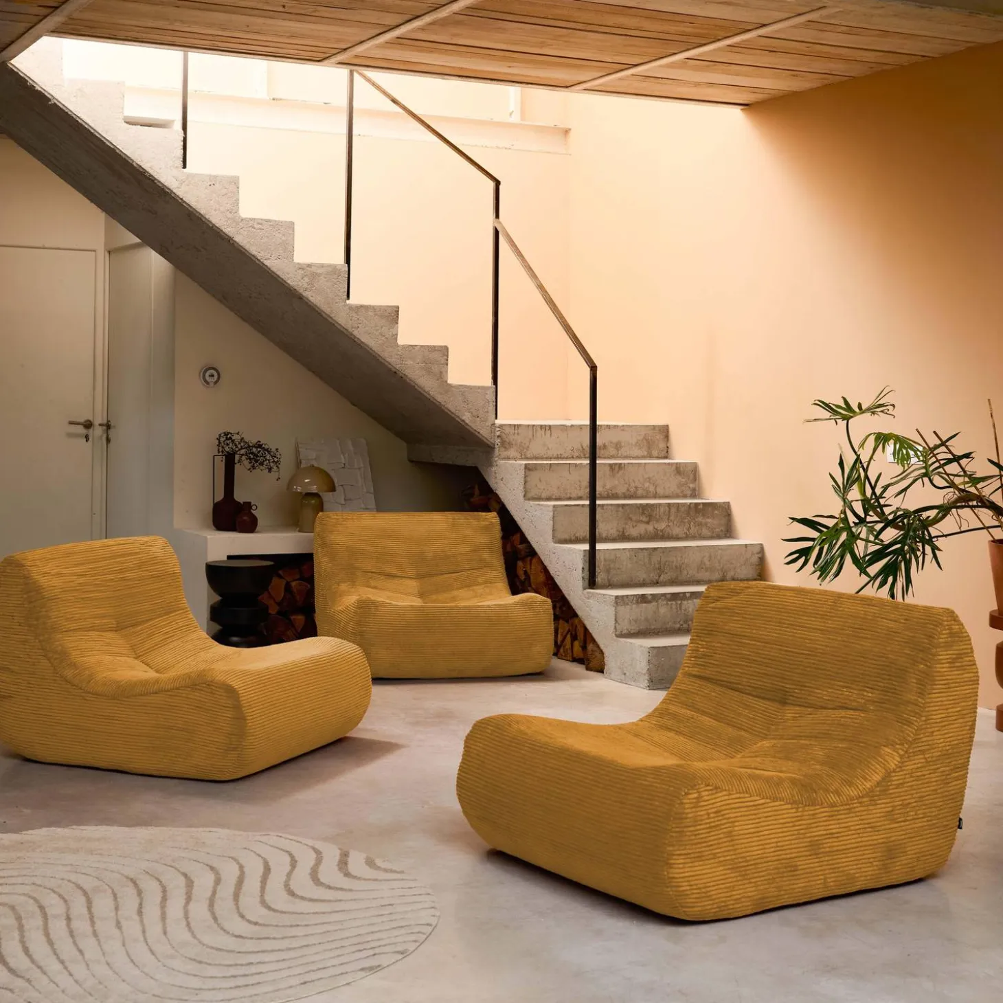 Fauteuils corduroy Sokol 1 zitplaats (set van 3)