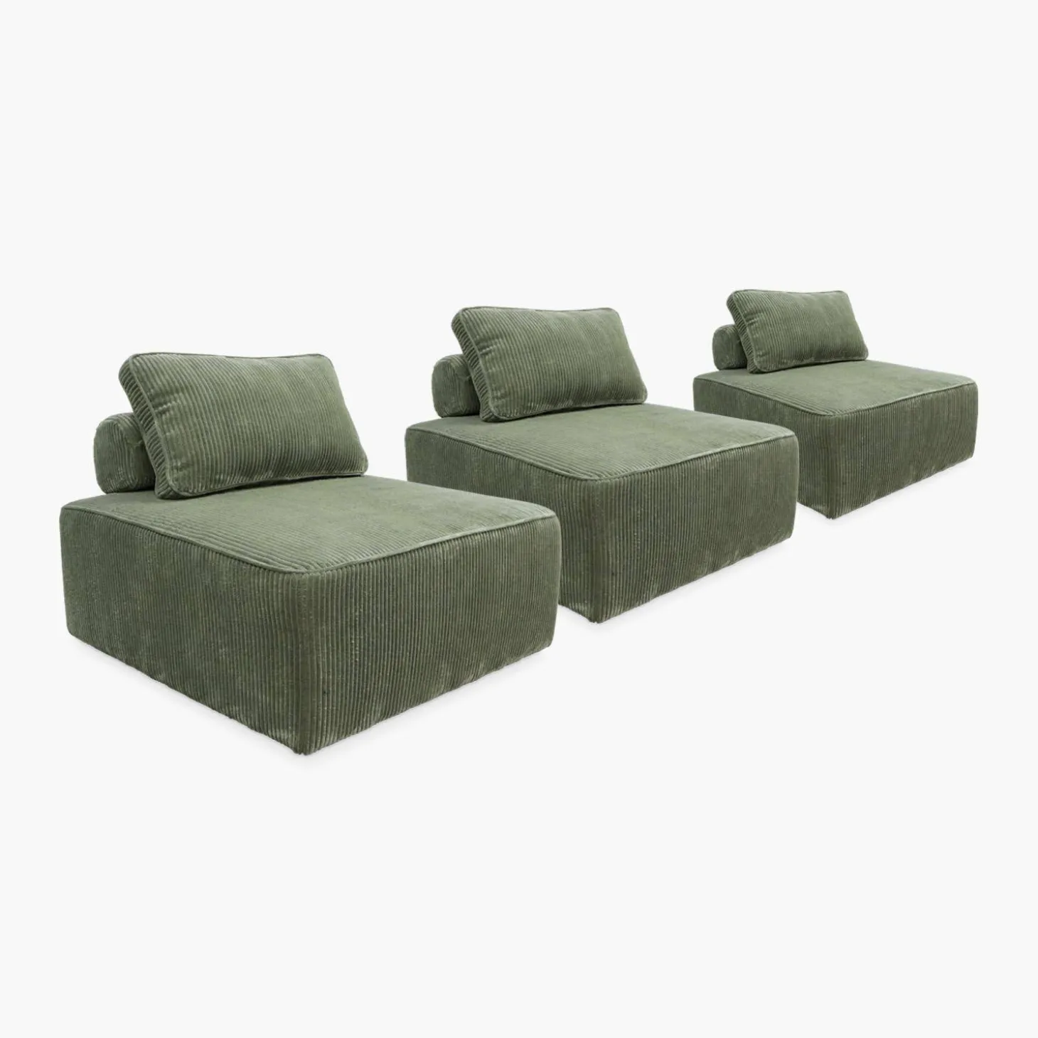 Fauteuils corduroy 1 zitplaats (set van 3)