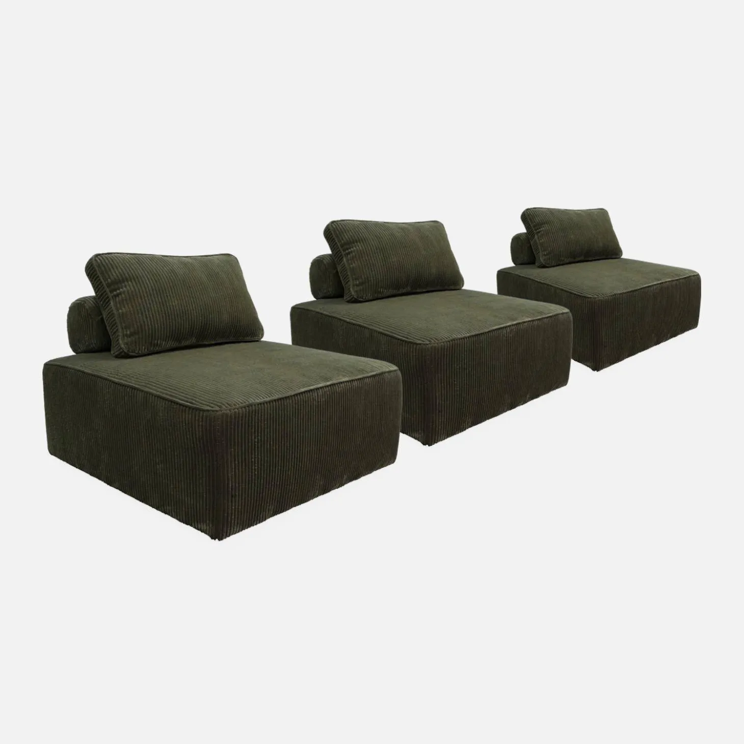Fauteuils corduroy 1 zitplaats (set van 3)
