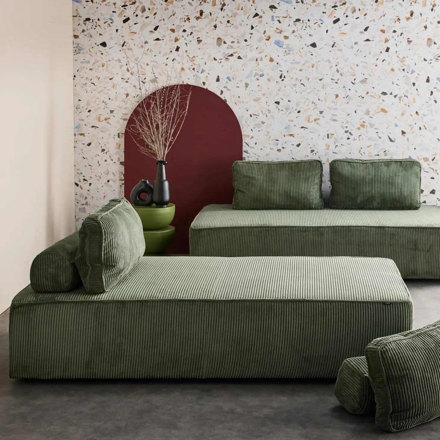 Fauteuils in corduroy 2 zitplaatsen (set van 2)