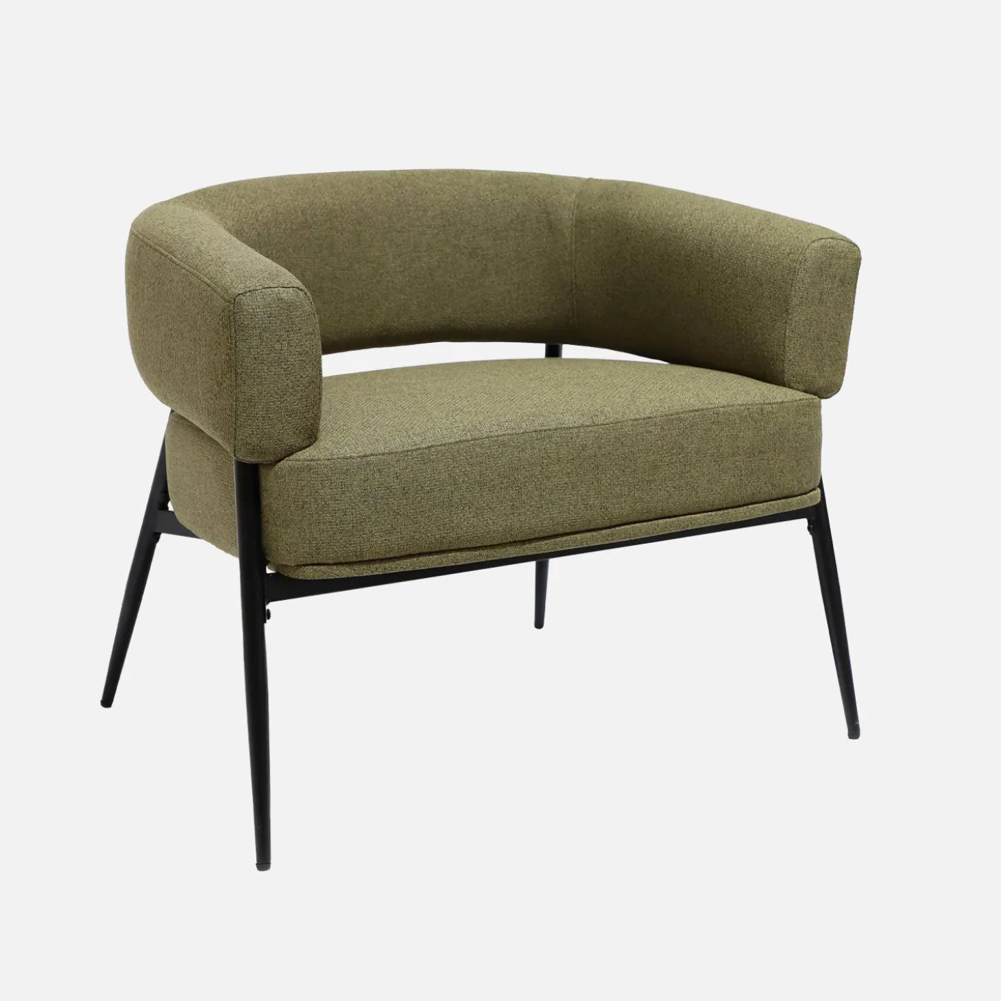 Fauteuil stof gebogen rugleuning metalen frame