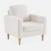 Fauteuil van boucléstof met houten poten