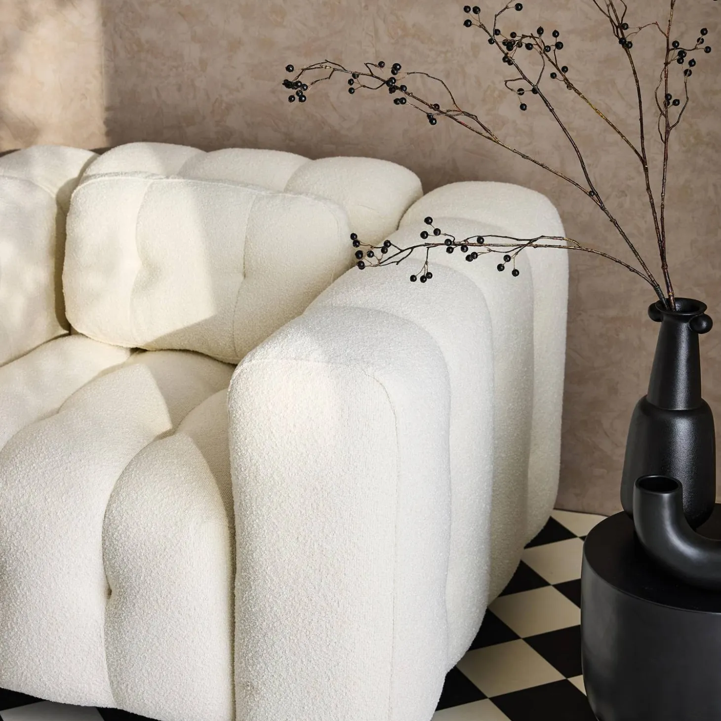 Fauteuil van bouclé stof met structuur, 1 zitplaats