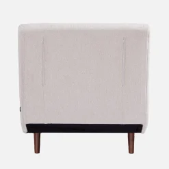 Fauteuil van chenille stof met slaapfunctie houten poten