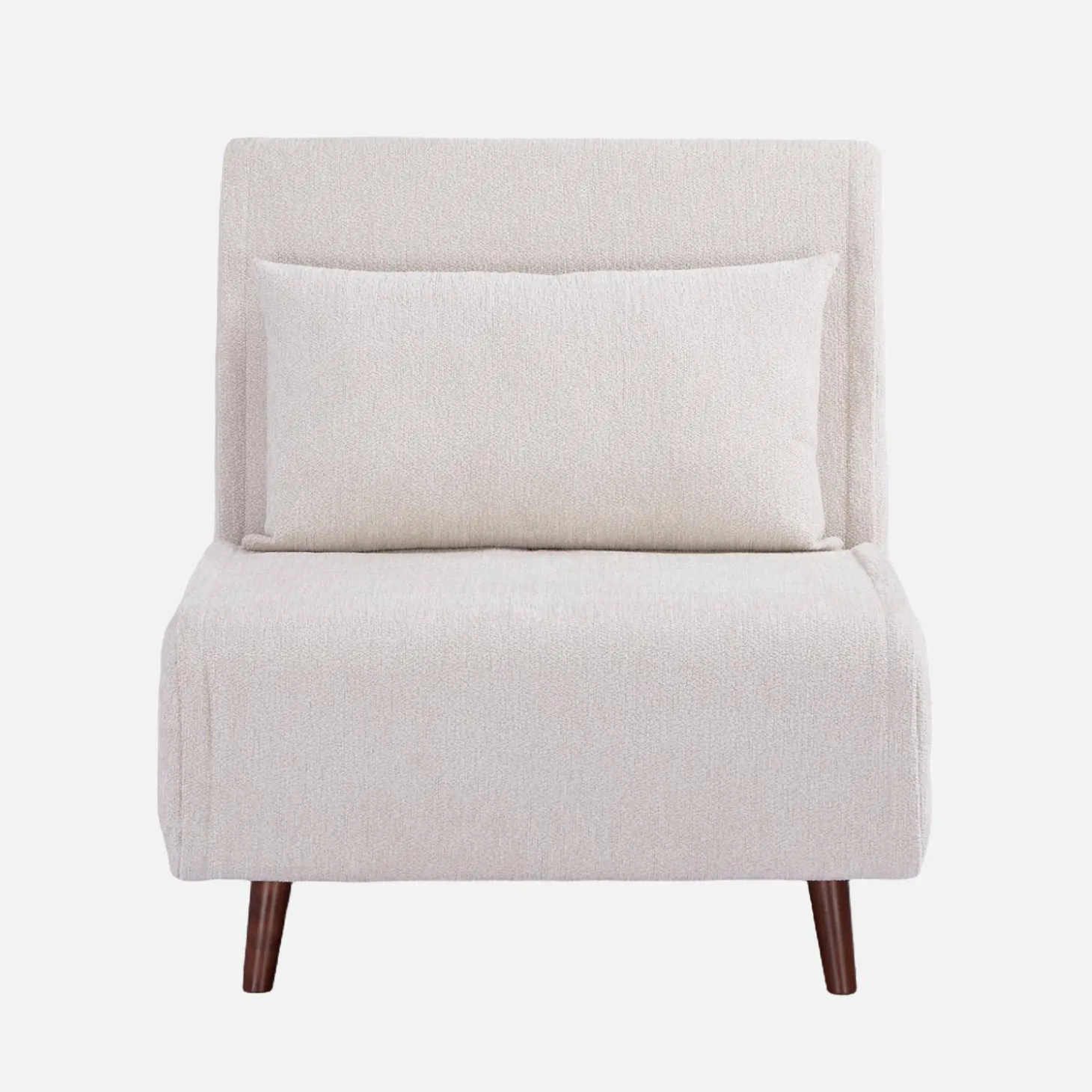 Fauteuil van chenille stof met slaapfunctie houten poten