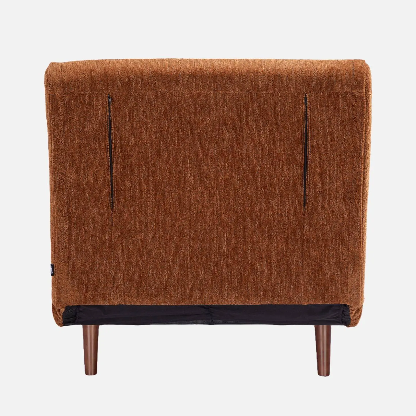 Fauteuil van chenille stof met slaapfunctie houten poten