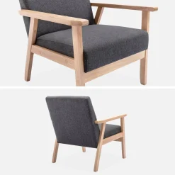 Fauteuil van hout met stoffen zitting