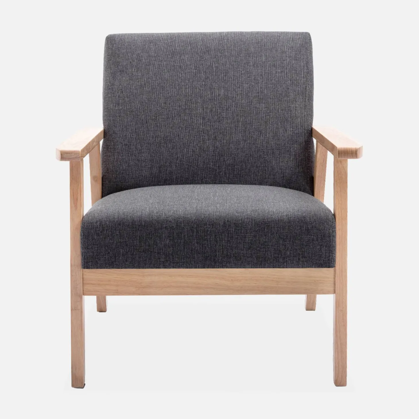 Fauteuil van hout met stoffen zitting