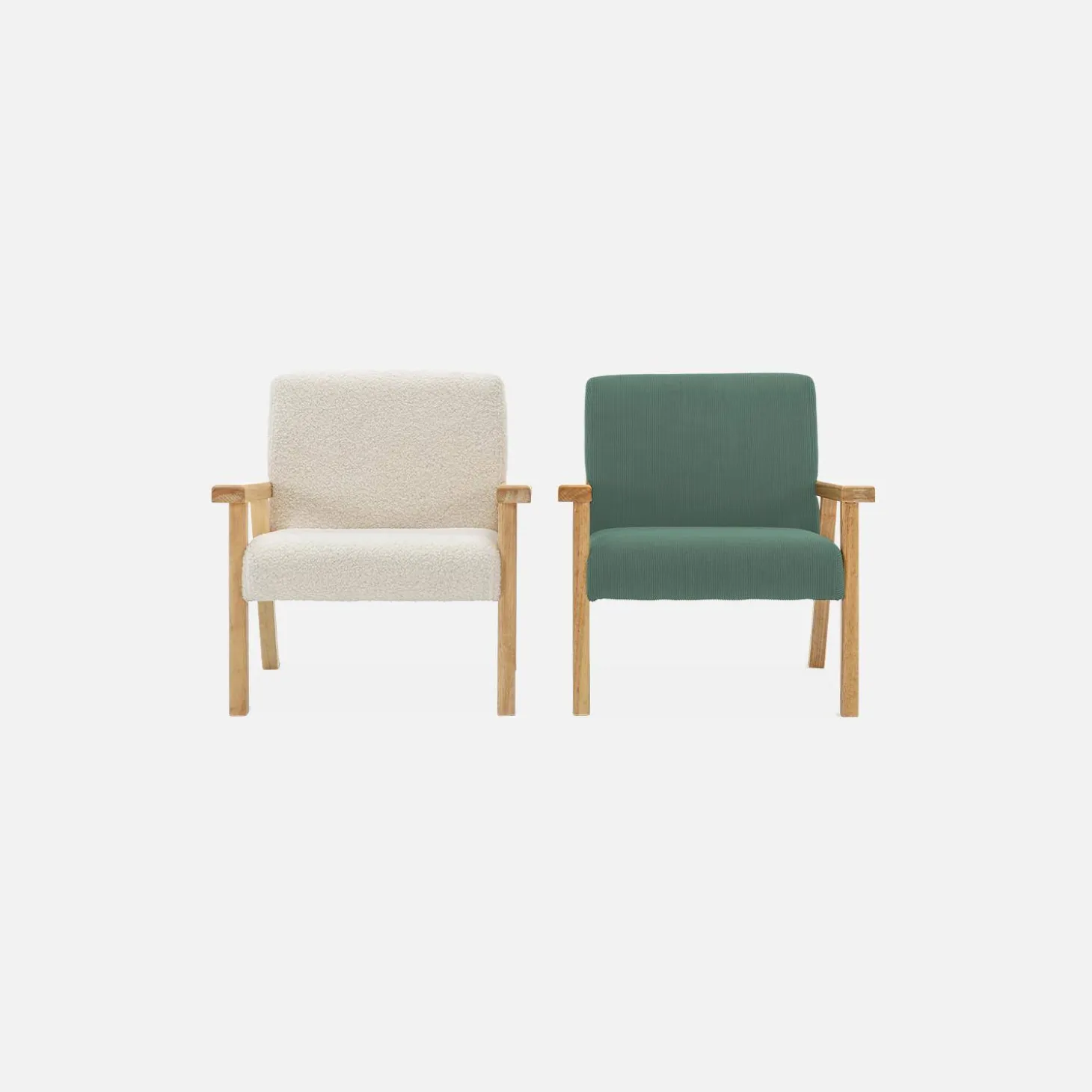 Fauteuil voor kinderen van hout en corduroy