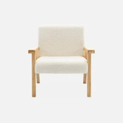 Fauteuil voor kinderen van hout en bouclé
