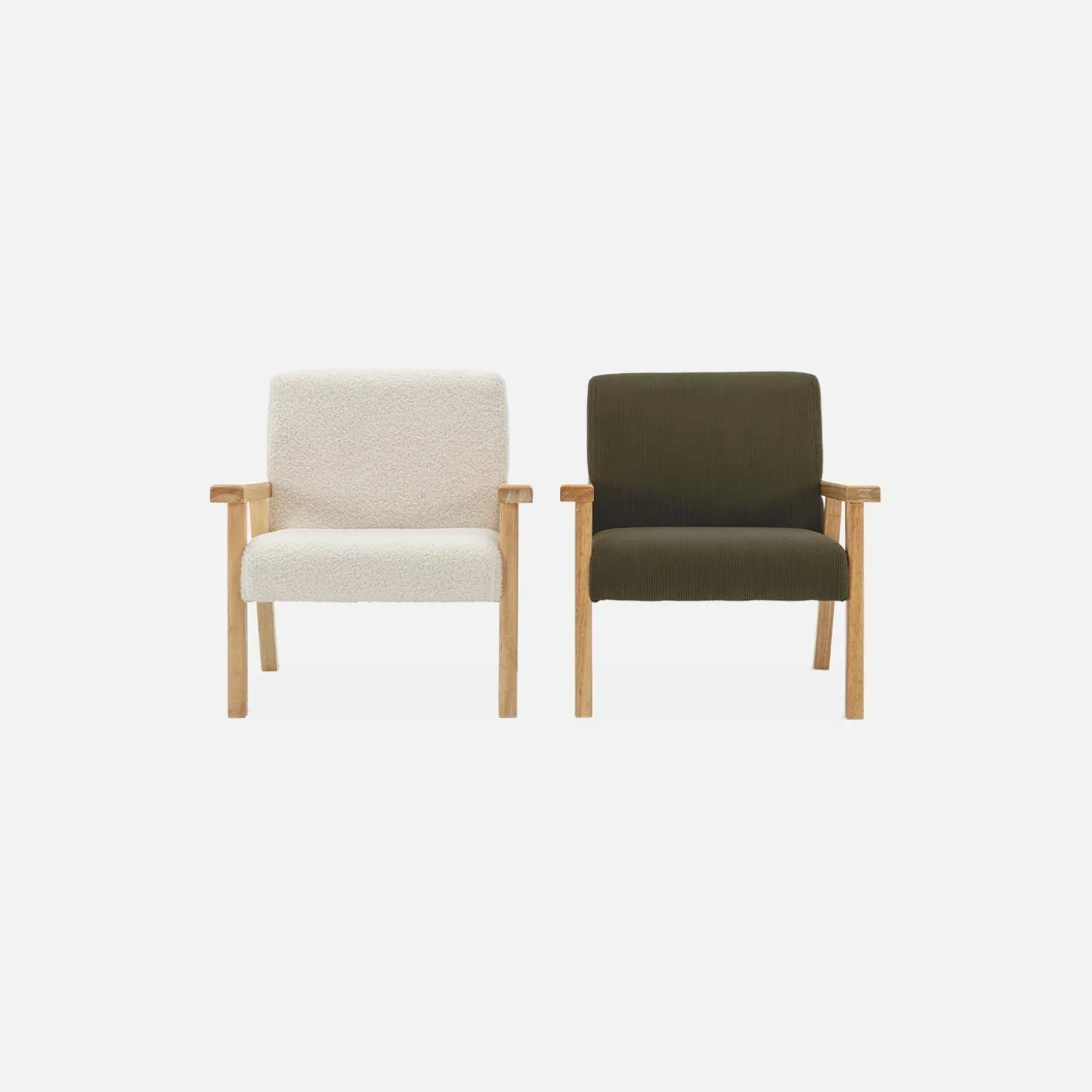 Fauteuil voor kinderen van hout en bouclé
