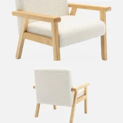Fauteuil voor kinderen van hout en bouclé