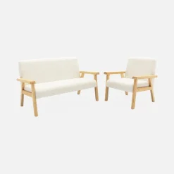 Fauteuil voor kinderen van hout en bouclé