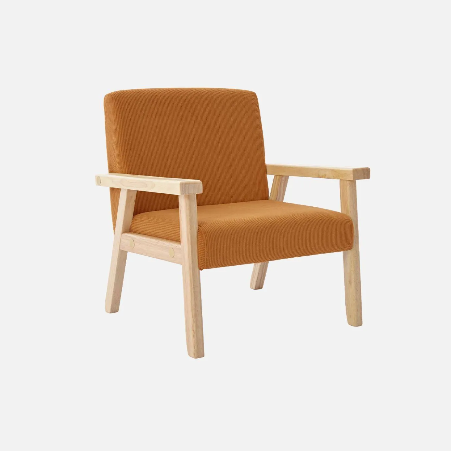 Fauteuil voor kinderen van hout en corduroy