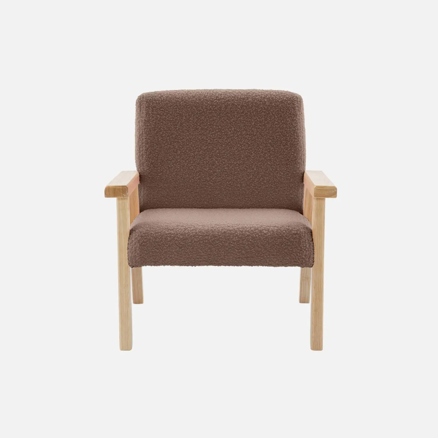Fauteuil voor kinderen van hout en bouclé