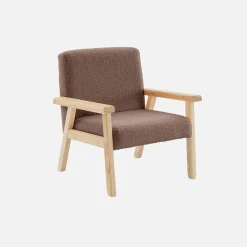 Fauteuil voor kinderen van hout en bouclé