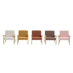 Fauteuil voor kinderen van hout en bouclé