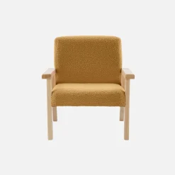 Fauteuil voor kinderen van hout en bouclé