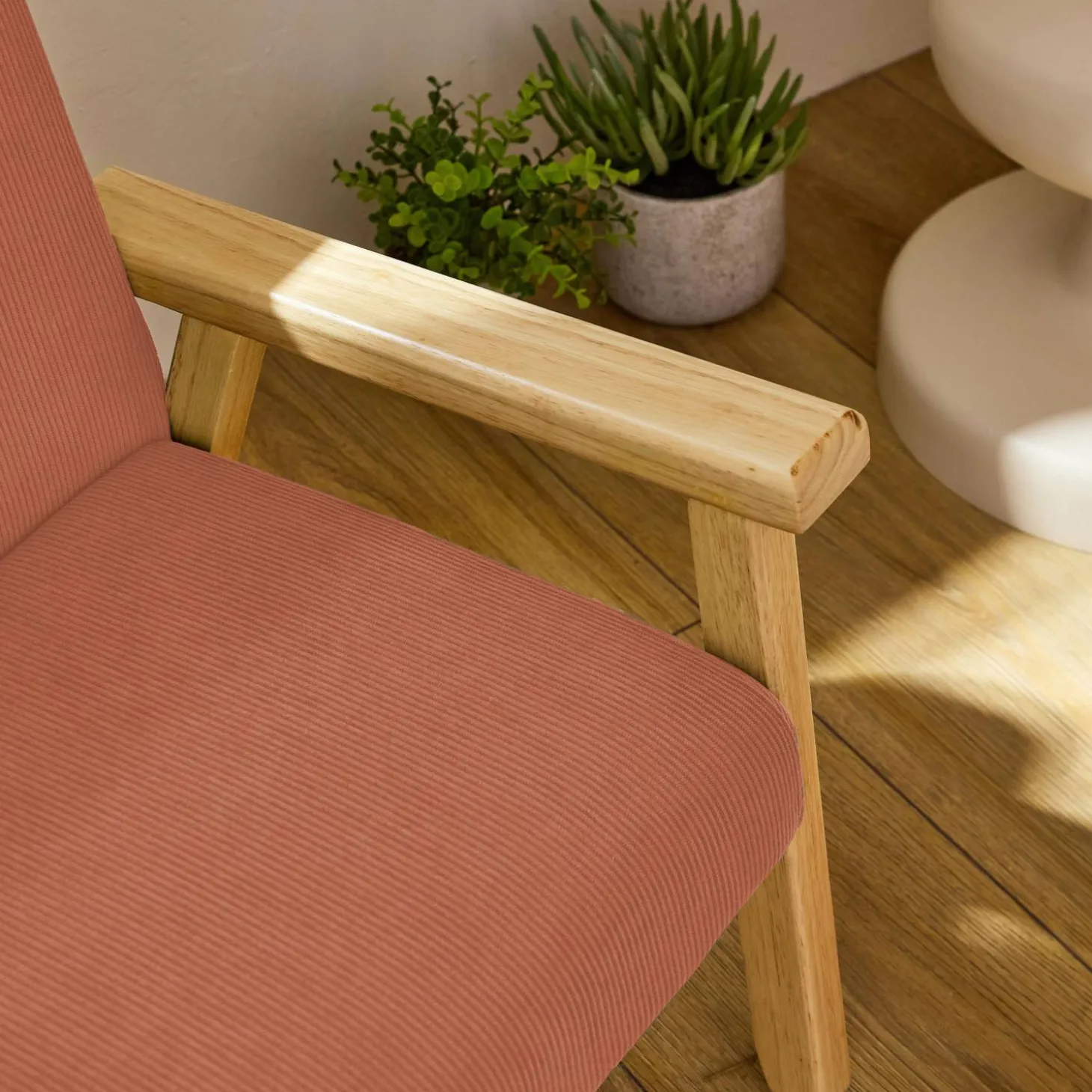 Fauteuil voor kinderen van hout en corduroy