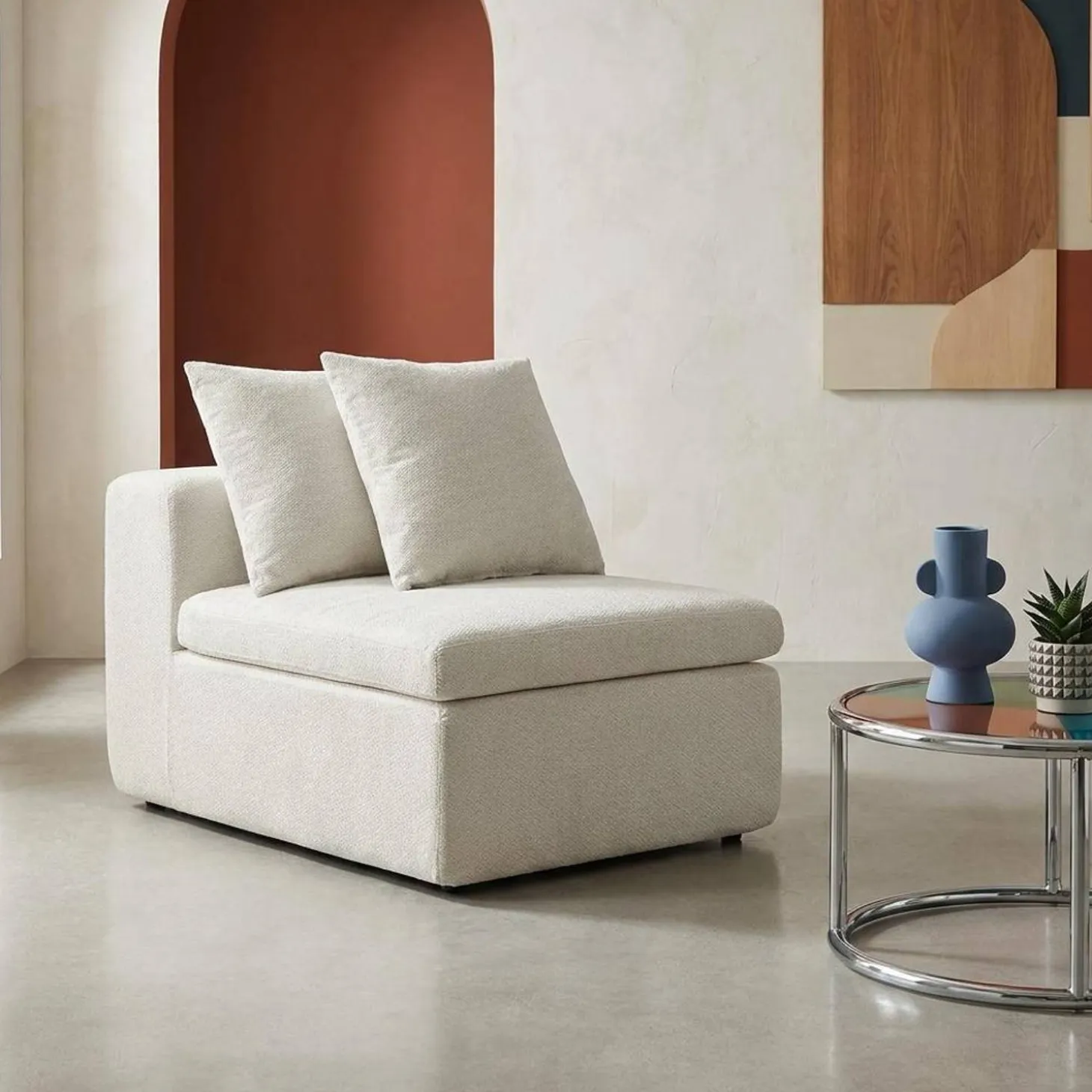 Fauteuil voor modulaire bank chenille stof 1 zitplaats