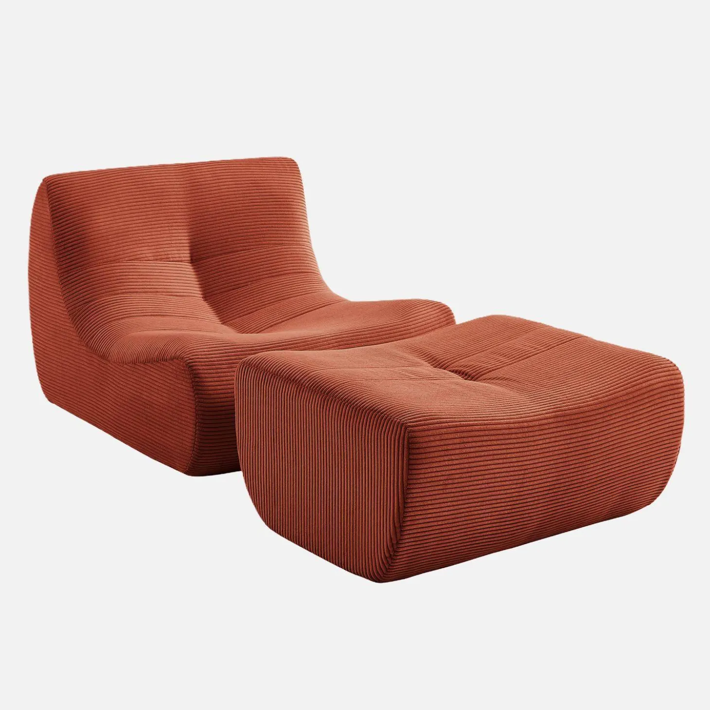 Fauteuil 1-zits met voetenbank corduroy