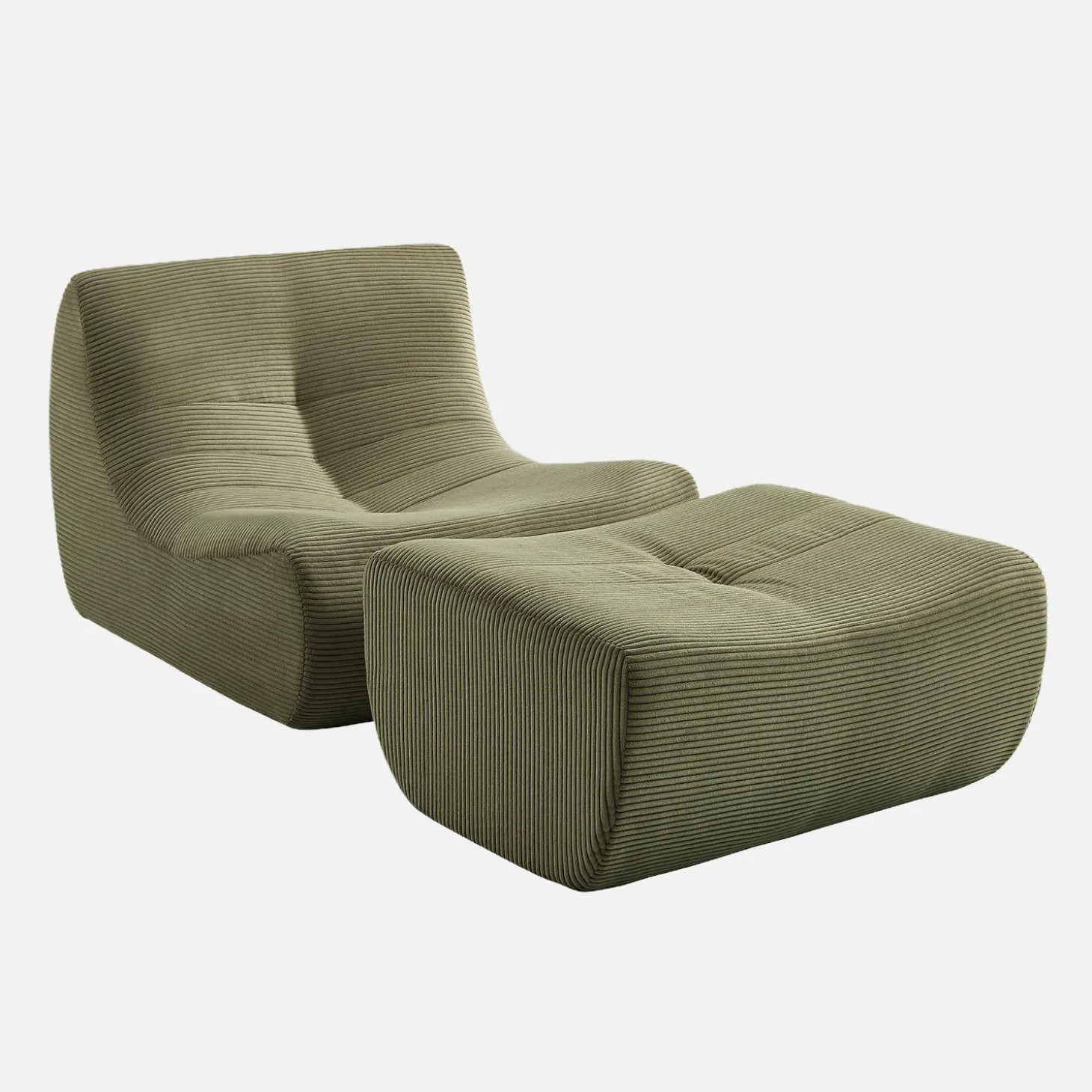 Fauteuil 1-zits met voetenbank corduroy