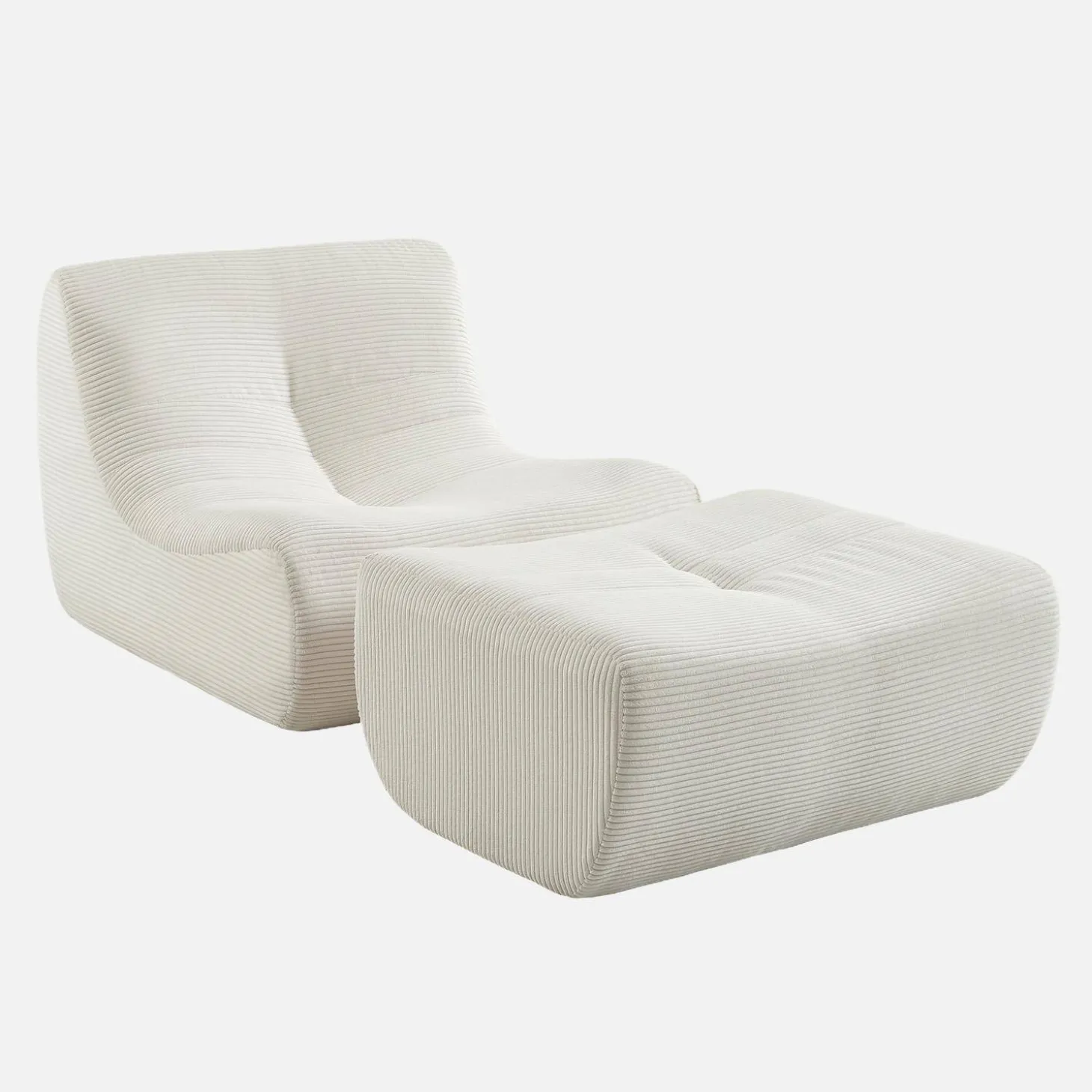 Fauteuil 1-zits met voetenbank corduroy