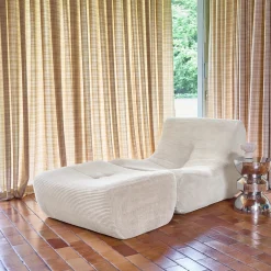 Fauteuil 1-zits met voetenbank corduroy