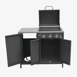 Gasbarbecue met 3 branders, 3 deuren en 2 opbergruimtes