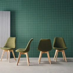 Getextureerde bouclé Scandinavische stoelen met beukenhouten poten (set van 4)