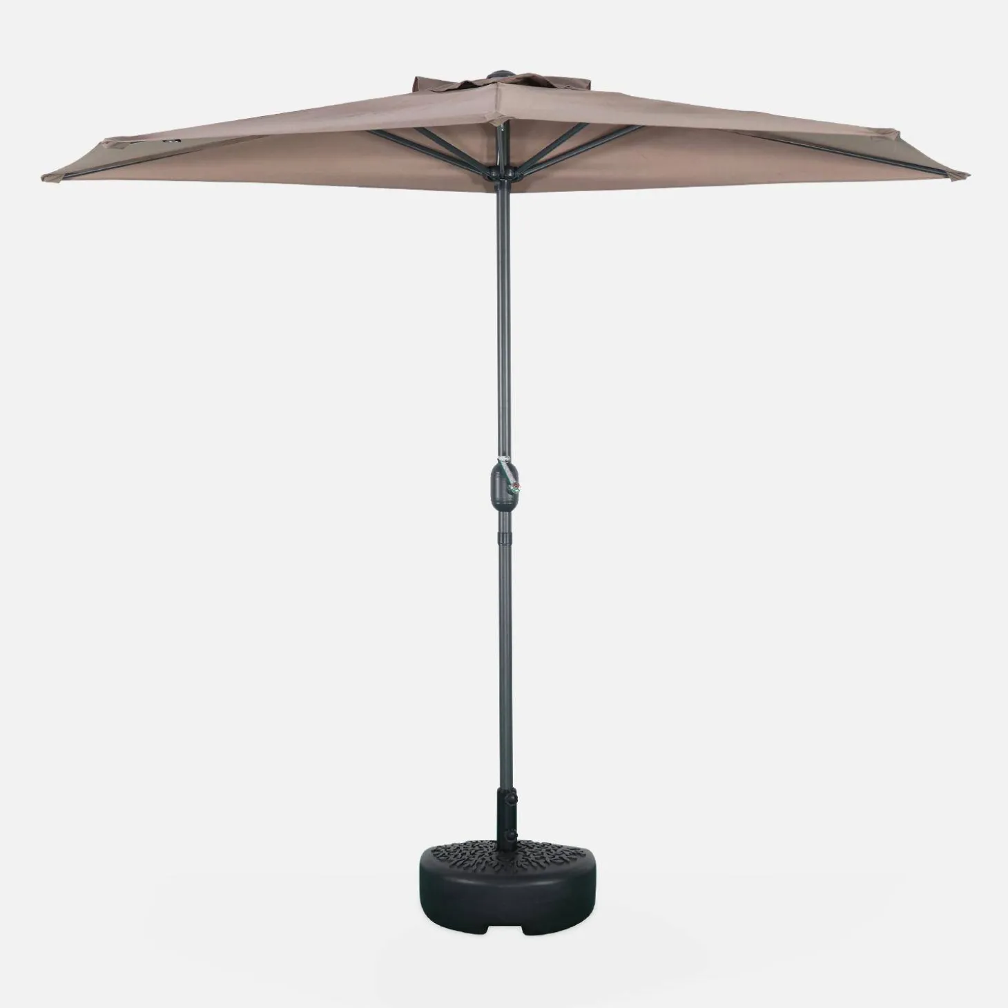 Halve parasol voor balkon 2,5m met centrale mast