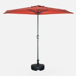 Halve parasol voor balkon 2,5m met centrale mast