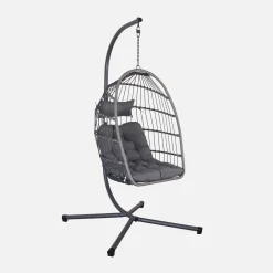 Hangend ei van staal, rotan, polyester