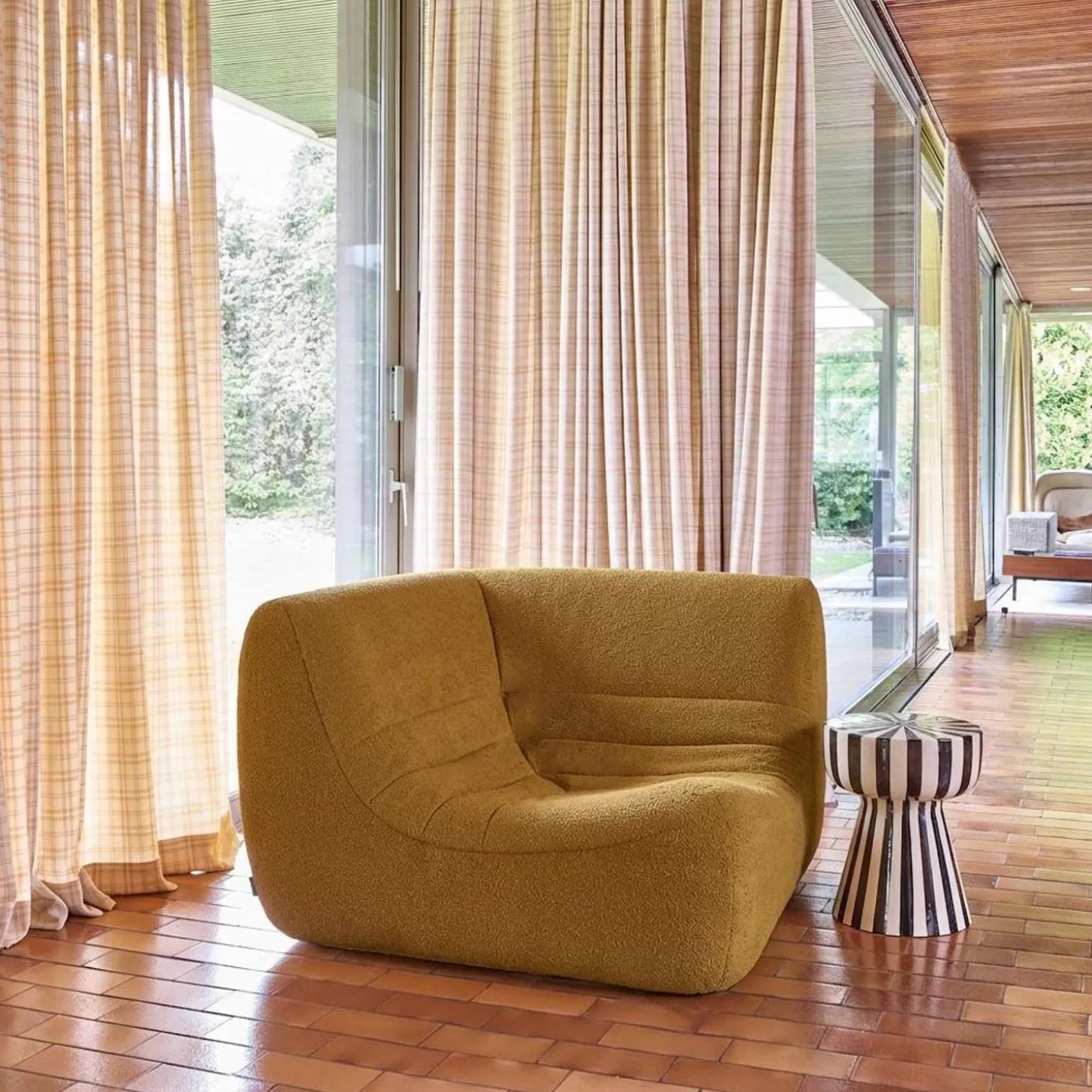 Hoekfauteuil boucléstof 1 zitplaats