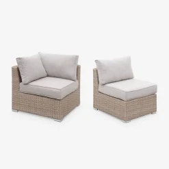 Hoek loungeset 5 plaatsen, rond wicker