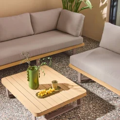 Hoek tuinset van acaciahout en aluminium voor 5 personen