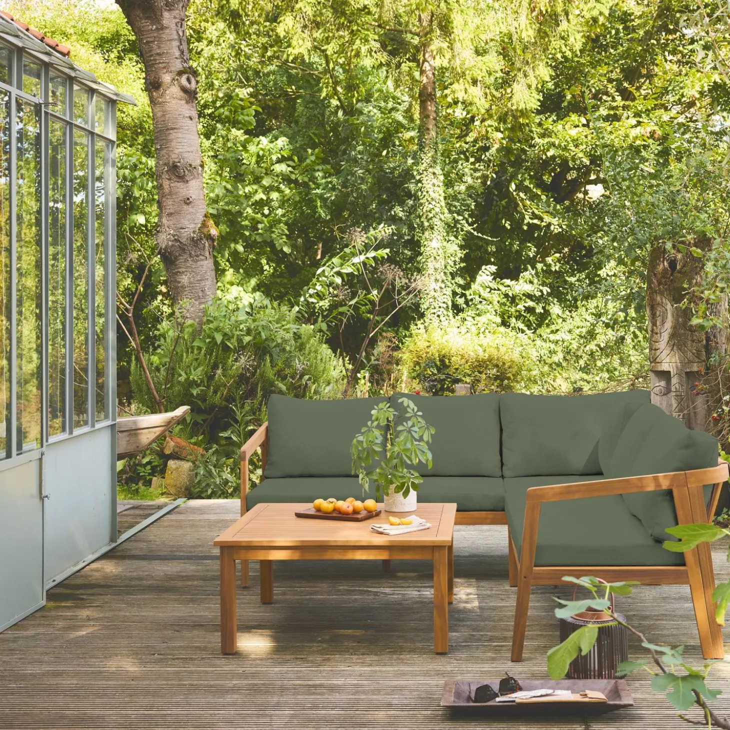 Hoek tuinset van acacia voor 5 personen
