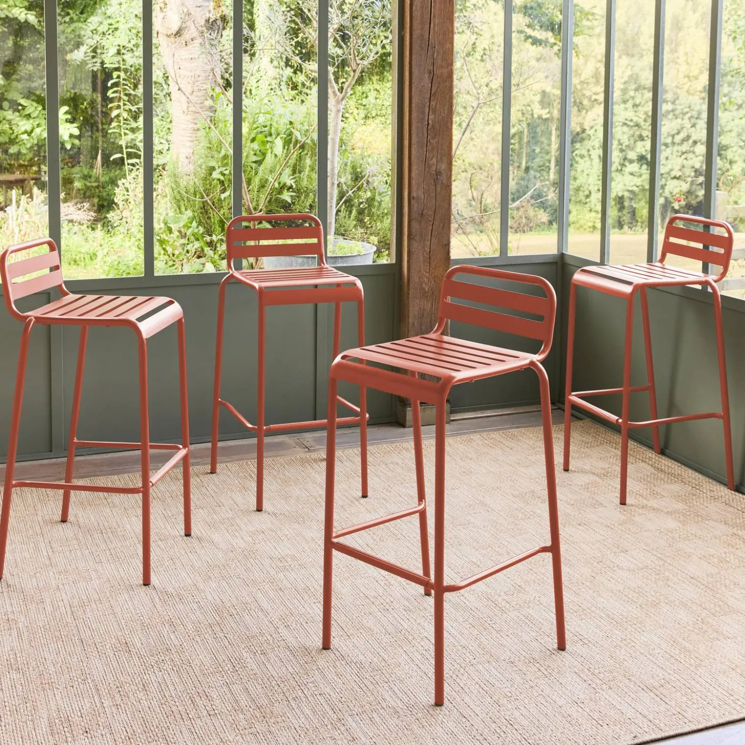 Hoge tuinstoelen metaal (set van 4)