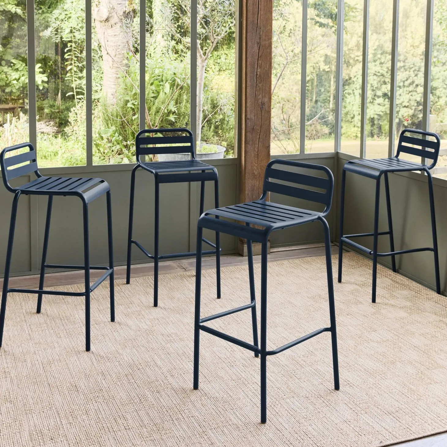 Hoge tuinstoelen metaal (set van 4)